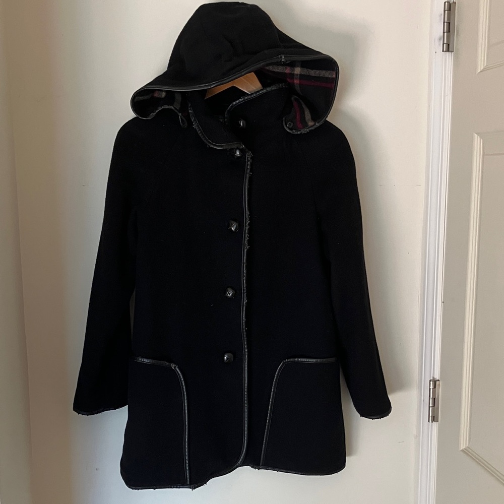 Pendleton Wool Black Hooded Pea Coat - image 3